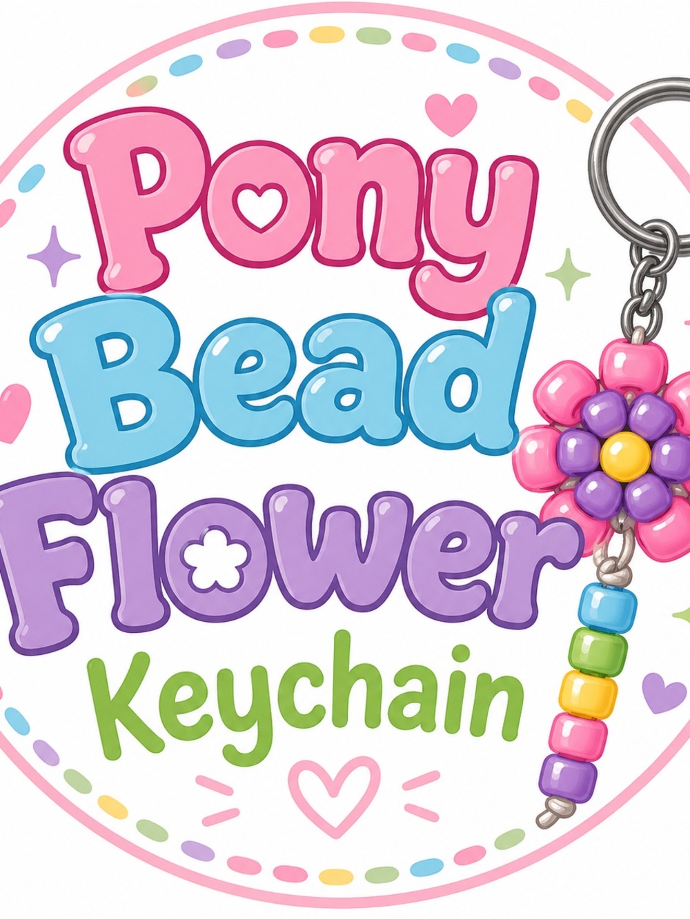 Custom Flower Pony Bead Keychains